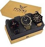 Fogg Analog Black Dial Men's Watch Combo 7002