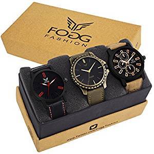 Fogg Analog Black Dial Men's Watch Combo 7002