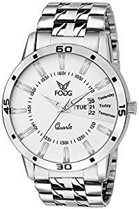 Fogg Analog White Day and Date Dial Men's Watch 2038 WH