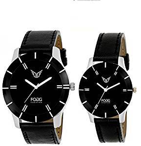 Fogg Analogue Black Dial Men'S And Women'S Watch 5002 Bk Couple Watch