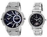 Fogg Analogue Black Dial Men'S And Women'S Watch 5035 Bk Couple Watch Combo