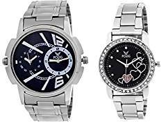 Fogg Analogue Black Dial Men'S And Women'S Watch 5035 Bk Couple Watch Combo