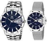 Fogg Analogue Watch For Men And Women Blue Dial And Silver Band, 5070 BL Pack Of 2