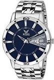 Fogg Stainless Steel Day And Date Blue Dial Analog Mens Watch 2038 BL