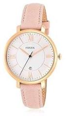 Fossil Analog Beige Dial Women's Watch ES3988 Genuine Leather, White Strap