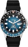 Fossil Blue GMT Black Quartz Silicone Watch FS6049