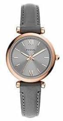 Fossil Carlie Mini Analog Grey Dial Womens Standard Watch ES5068 Genuine Leather, Gray Strap