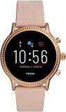 Fossil Gen 5 44mm, Beige Julianna Leather Touchscreen Women's Smartwatch With Speaker, Heart Rate, GPS, Music Storage And Smartphone Notifications FTW6054