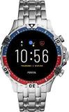 Fossil Gen 5 46mm, Silver Garrett Stainless Steel Touchscreen Men's Smartwatch With Speaker, Heart Rate, GPS, Music Storage And Smartphone Notifications Digital Black Dial Watch FTW4040