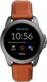 Fossil Gen 5E Men's Smartwatch With Leather Strap, Full Touch, AMOLED Screen, Bluetooth Calling, And Built In GPS FTW4055