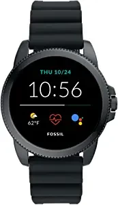 Fossil Gen 5E Men's Smartwatch with silicone strap, Full Touch, AMOLED screen, Bluetooth calling, and Built in GPS FTW4047