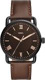 Fossil Leather Analog Black Dial Men Watch Fs5666, Brown Band