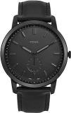 Fossil Men Leather Analog Black Dial Watch Fs5447, Band Color Black