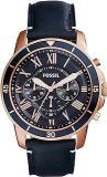 Fossil Men Leather Grant Sport Analog Blue Dial Watch Fs5237, Band Color Blue