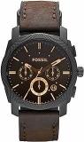 Fossil Men Leather Machine Analog Black Dial Watch Fs4656, Band Color Brown