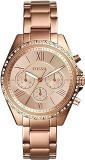 Fossil Modern Courier Stainless Steel Analog Women's Watch BQ3377 Rose Gold Dial Rose Gold Colored Strap