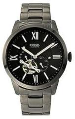 Fossil Townsman Auto Smoke Stainless Steel Analog Men's Watch Me3172 Black Dial Grey Colored Strap