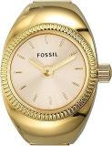 Fossil Watch Ring Gold Dial ES5246 For Women, Analog, Stainless Steel, Gold Strap