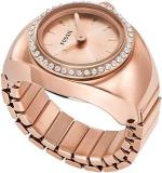 Fossil Watch Ring Rose Gold Dial ES5320 For Women, Analog, Stainless Steel, Rose Gold Strap