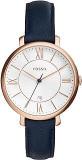 Fossil Women Leather Jacqueline Analog White Dial Watch Es3843, Band Color Blue