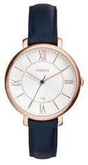 Fossil Women Leather Jacqueline Analog White Dial Watch Es3843, Band Color Blue