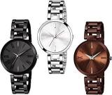 FROZIL Analog Black Silver Brown Dial Watch Combo For Girls And Watches For Womens Pack Of 3