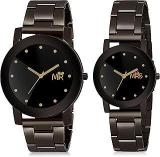 Generic Fashionable & Stylish Unisex Round Shape Metal Analog Couple Watch Pack Of 2