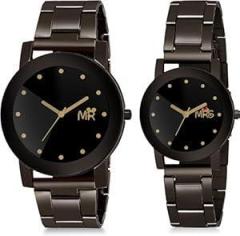 Generic Fashionable & Stylish Unisex Round Shape Metal Analog Couple Watch Pack of 2