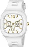 Generic UpSTYLE ADDI Unisex Square Multi DIAL Designer Analog Watch With Silicon Strap White