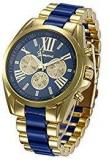 Geneva Men's Collection Stainless Steel Strap Blue Color Dial Mens Watch