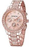 Geneva Platinum Analogue Big Size Studded Rose Gold Dial Women's Watch GP 223