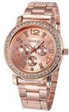 Geneva Platinum Big Size Rose Gold Analogue Watch For Women GP 381