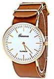 Geneva White Dial Slim Case Leather Belt Watch For Men Women Boys And Girls.Unisex Watch