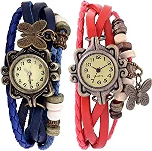 Analogue Off White Dori Dial Girl's Watch Combo of 2