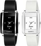 Goldenize Fashion Quartz Analogue Rectangular Diamond Dial Women And Girl's Combo Watch Pack Of 2