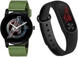 Green Scapper Analogue & Digital Boy's Watch Black Dial Green & Black Colored Strap Pack Of 2