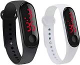 GT Gala Time Combo of 2 Black & White Color Unisex Digital LED Waterproof Silicone M3 Wrist Band Watch for Boys Girls & Men