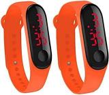 GT Gala Time Combo Of 2 Orange Color Unisex Digital LED Waterproof Silicone M3 Wrist Band Watch For Boys Girls & Men