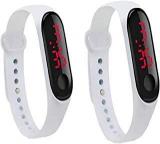 GT Gala Time Combo Of 2 White Color Unisex Digital LED Waterproof Silicone M3 Wrist Band Watch For Boys Girls & Men