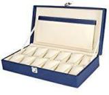 Hard Craft Watch Box Case PU Leather For 12 Watch Slots Blue