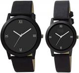 HARMI CREATIVE Analogue Unisex Watch Black Dial Black Colored Strap Pack Of 2