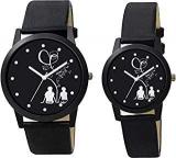 HARMI CREATIVE Tree Lover Black Leather Strap Analogue Couple Unisex Watch Combo Pack Of 2