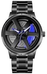 IIK COLLECTION Men's Car Wheel Watch with Spinning Car Rim Hub Design|| Analog Stainless Steel || Quartz Movement|| Water Resistant, Scratch Resistant