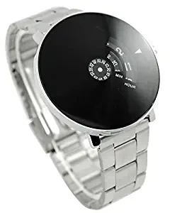 Analogue Black Dial with Silver Belt Men's Watch