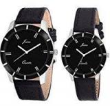 JAINX Analogue Black Dial Men's & Women's Couple Watch Jc424