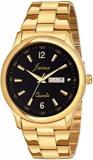 JAINX Analogue Men's Watch Black Dial Gold Colored Strap