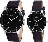 JAINX Analogue Unisex Watch Black Dial Black Colored Strap Pack Of 2