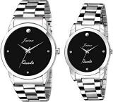 JAINX Analogue Unisex Watch Black Dial SIlver Colored Strap