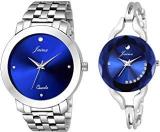 JAINX Analogue Unisex Watch Blue Dial Silver Colored Strap Pack Of 2