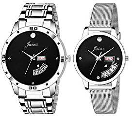 Jainx Black Dial Day & Date Analogue Watch for Men, Women & Couple JC451